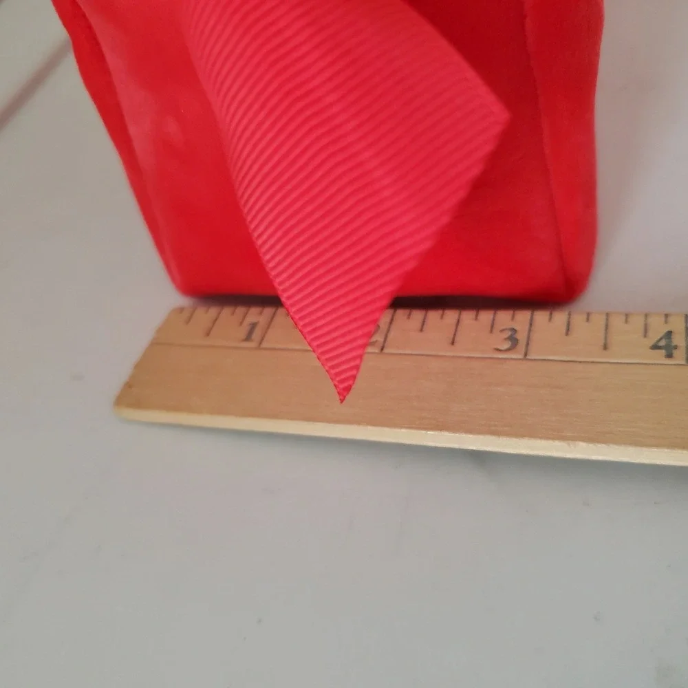 Clarins Red Velvet Star Embossed Makeup Bag Eco Friendly Recycled Pouch